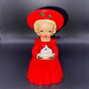 Nippon Christmas Shopper Girl Holding Cake Made In Japan Vintage Rare